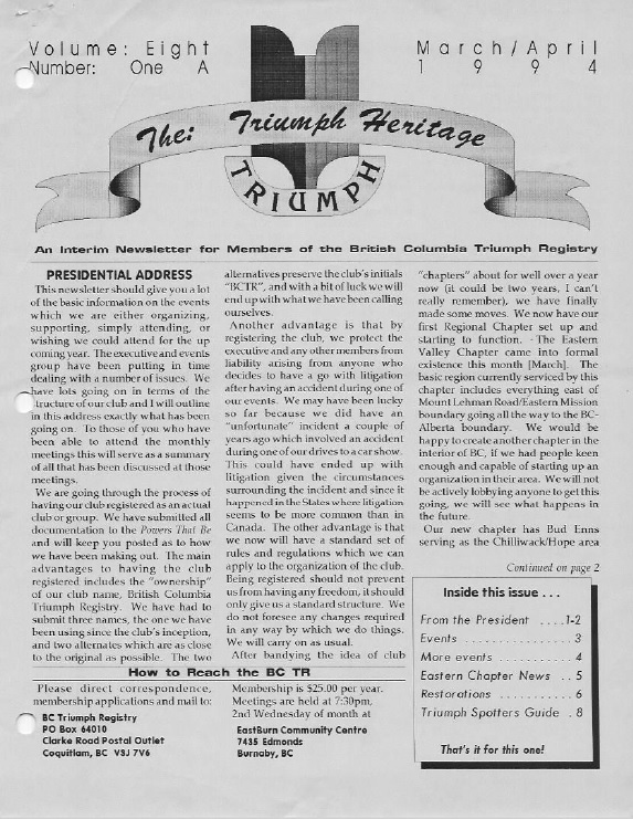 MarchApril 1994 Newsletter